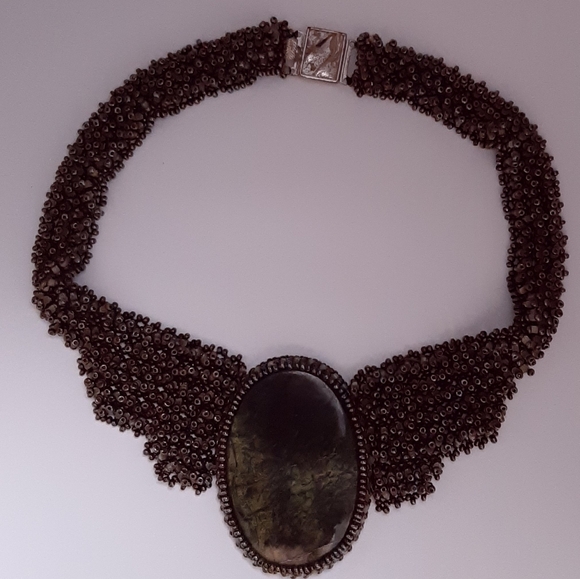 Hand Beaded Stone Choker - Picture 4 of 5